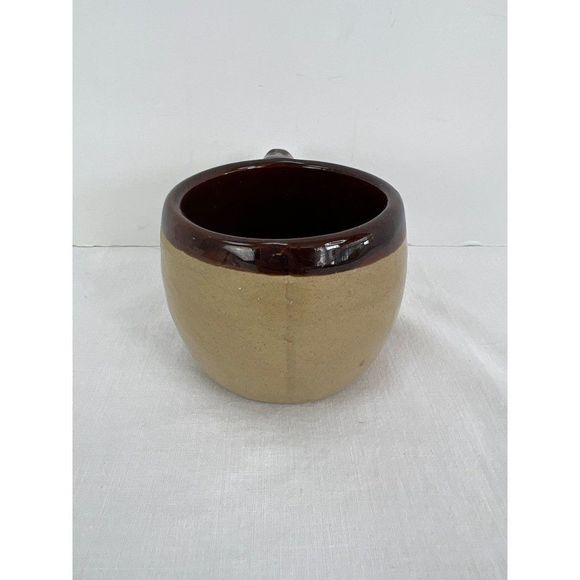 Vintage USA Tan Pottery Crock Style Mug Cup - Picture 3 of 7